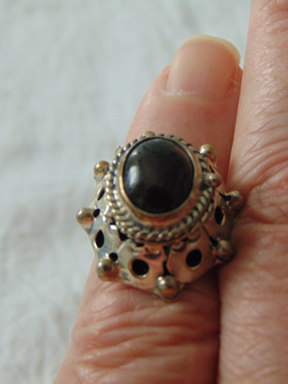 vintage Taxco 925 Mexico signed onyx poison ring sterling silver